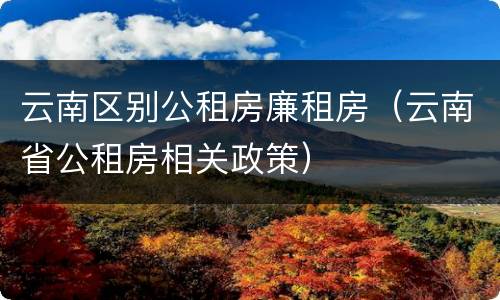 云南区别公租房廉租房（云南省公租房相关政策）