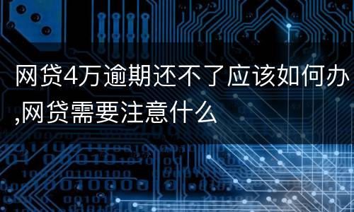 网贷4万逾期还不了应该如何办,网贷需要注意什么