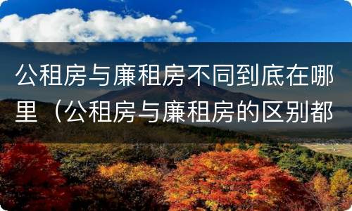 公租房与廉租房不同到底在哪里（公租房与廉租房的区别都在此,别再搞错了!）