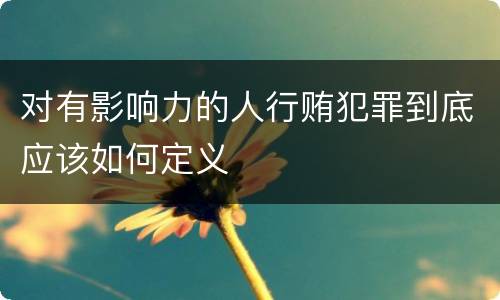 对有影响力的人行贿犯罪到底应该如何定义