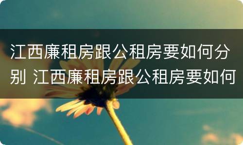 江西廉租房跟公租房要如何分别 江西廉租房跟公租房要如何分别购买