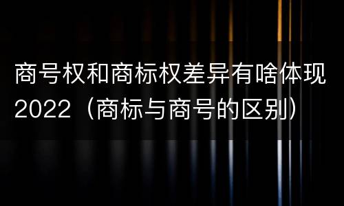 商号权和商标权差异有啥体现2022（商标与商号的区别）