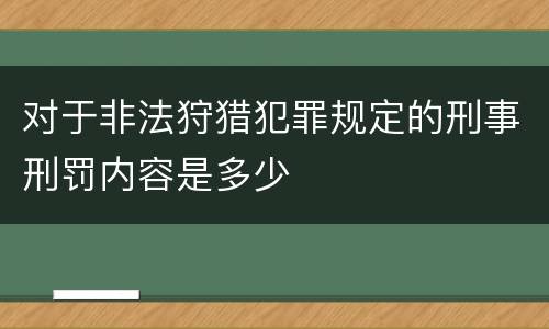 对于非法狩猎犯罪规定的刑事刑罚内容是多少