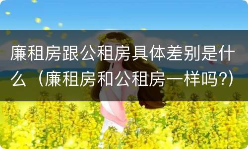 廉租房跟公租房具体差别是什么（廉租房和公租房一样吗?）