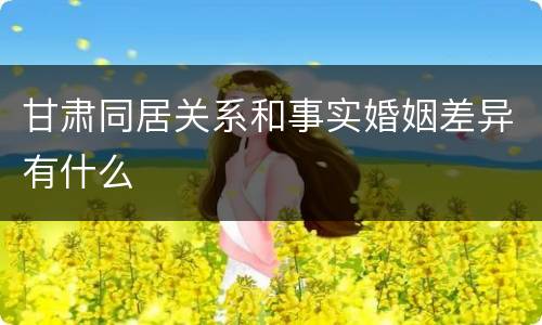甘肃同居关系和事实婚姻差异有什么