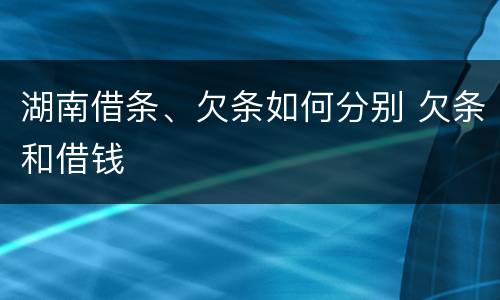 湖南借条、欠条如何分别 欠条和借钱
