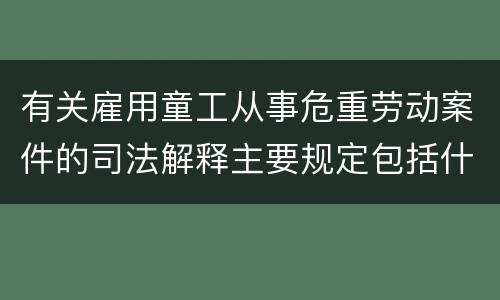 有关雇用童工从事危重劳动案件的司法解释主要规定包括什么