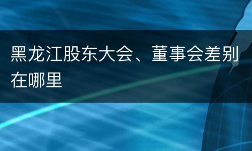黑龙江股东大会、董事会差别在哪里
