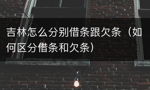 吉林怎么分别借条跟欠条（如何区分借条和欠条）