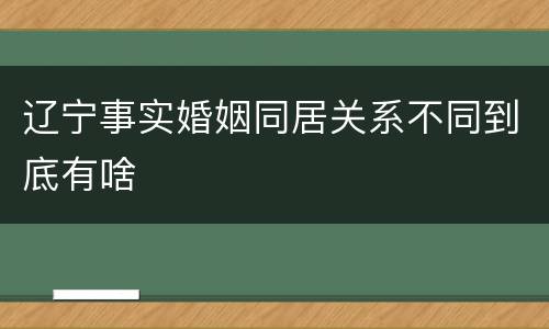 辽宁事实婚姻同居关系不同到底有啥