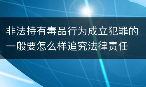 非法持有毒品行为成立犯罪的一般要怎么样追究法律责任