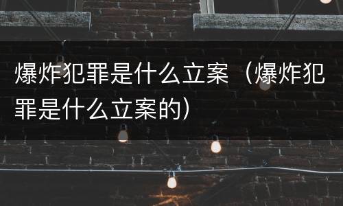 爆炸犯罪是什么立案（爆炸犯罪是什么立案的）