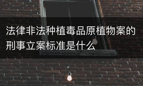 法律非法种植毒品原植物案的刑事立案标准是什么