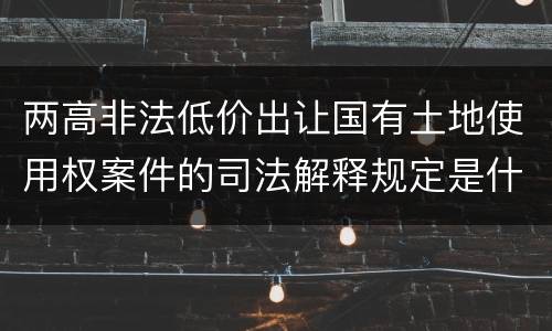 两高非法低价出让国有土地使用权案件的司法解释规定是什么