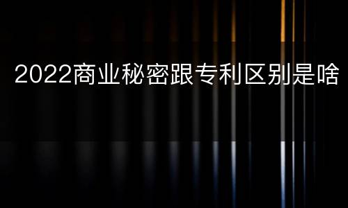 2022商业秘密跟专利区别是啥