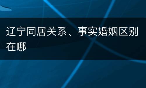 辽宁同居关系、事实婚姻区别在哪