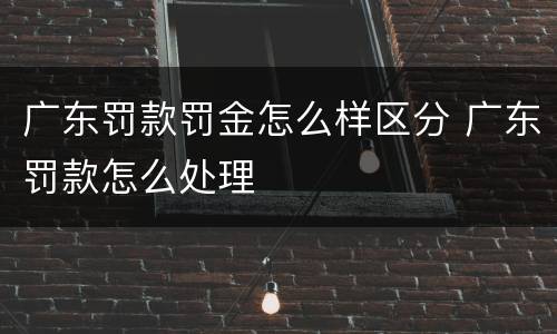 广东罚款罚金怎么样区分 广东罚款怎么处理
