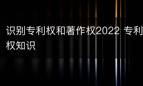 识别专利权和著作权2022 专利权知识