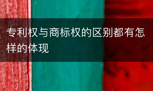 专利权与商标权的区别都有怎样的体现