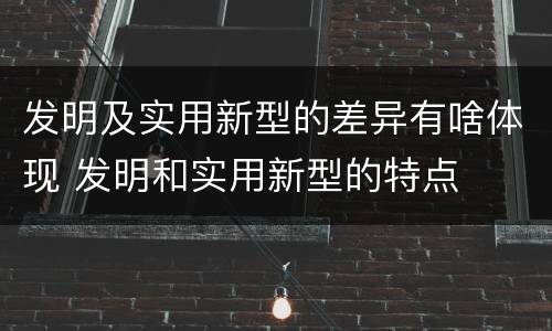 发明及实用新型的差异有啥体现 发明和实用新型的特点
