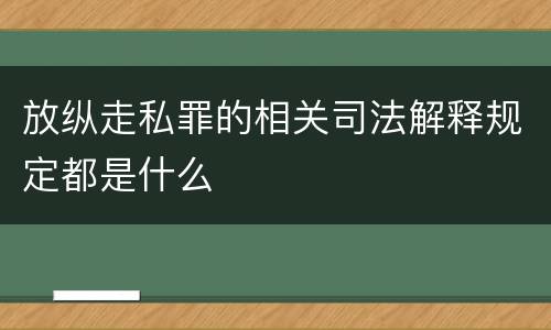 放纵走私罪的相关司法解释规定都是什么