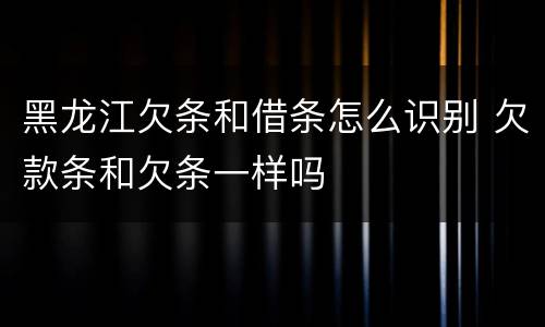 黑龙江欠条和借条怎么识别 欠款条和欠条一样吗