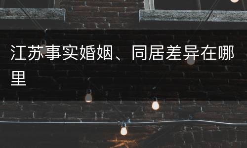 江苏事实婚姻、同居差异在哪里