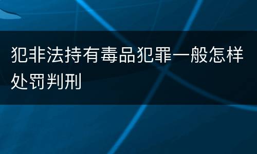 犯非法持有毒品犯罪一般怎样处罚判刑