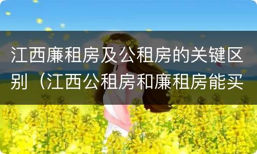 江西廉租房及公租房的关键区别（江西公租房和廉租房能买吗）