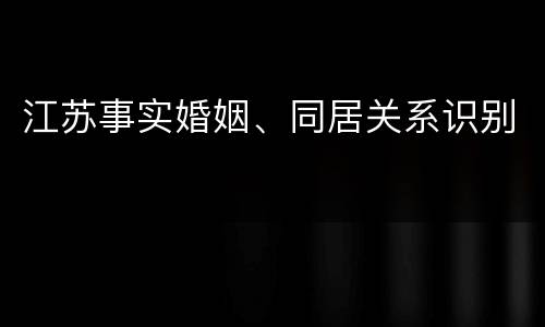 江苏事实婚姻、同居关系识别