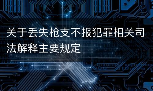 关于丢失枪支不报犯罪相关司法解释主要规定