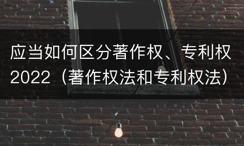 应当如何区分著作权、专利权2022（著作权法和专利权法）