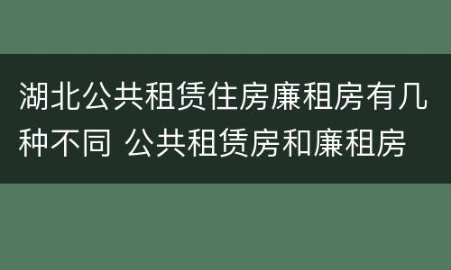 湖北公共租赁住房廉租房有几种不同 公共租赁房和廉租房