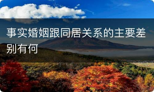 事实婚姻跟同居关系的主要差别有何