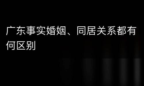 广东事实婚姻、同居关系都有何区别