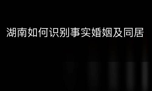 湖南如何识别事实婚姻及同居