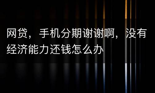 网贷，手机分期谢谢啊，没有经济能力还钱怎么办