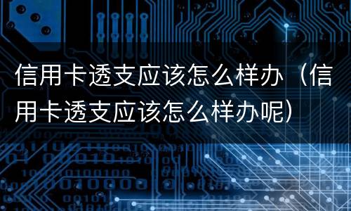 信用卡透支应该怎么样办（信用卡透支应该怎么样办呢）