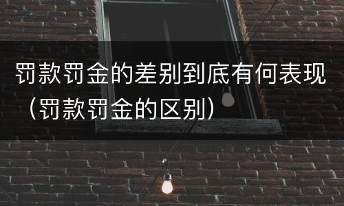 罚款罚金的差别到底有何表现（罚款罚金的区别）