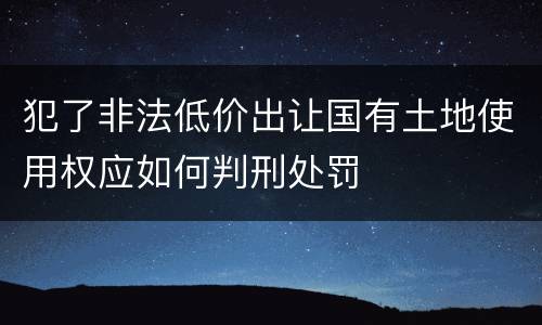 犯了非法低价出让国有土地使用权应如何判刑处罚