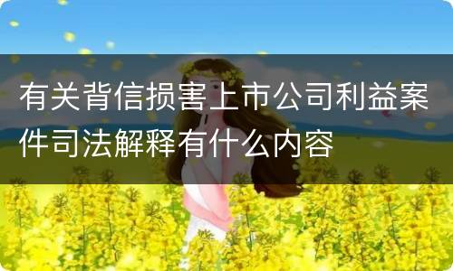 有关背信损害上市公司利益案件司法解释有什么内容