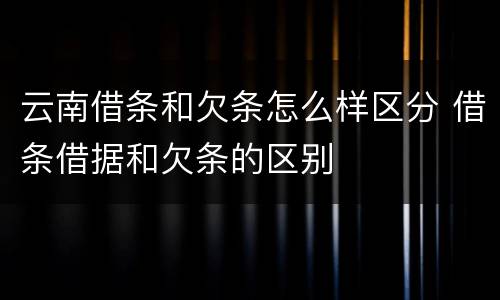 云南借条和欠条怎么样区分 借条借据和欠条的区别
