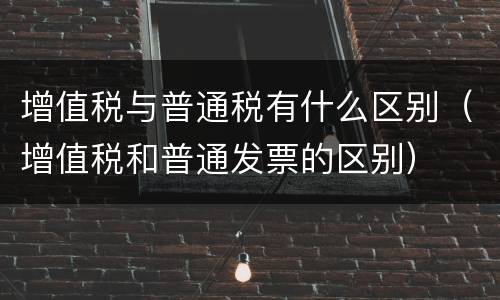 增值税与普通税有什么区别（增值税和普通发票的区别）
