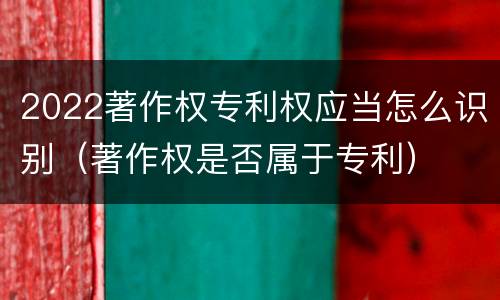 2022著作权专利权应当怎么识别（著作权是否属于专利）