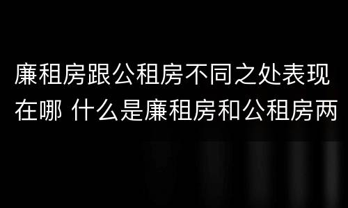 廉租房跟公租房不同之处表现在哪 什么是廉租房和公租房两个有什么特点