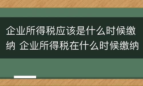企业所得税应该是什么时候缴纳 企业所得税在什么时候缴纳