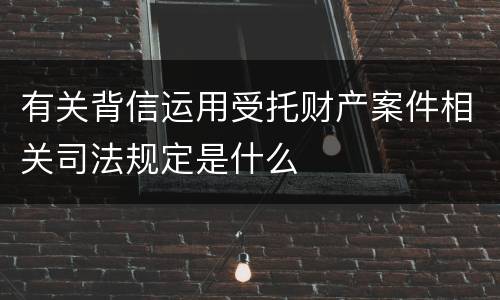 有关背信运用受托财产案件相关司法规定是什么
