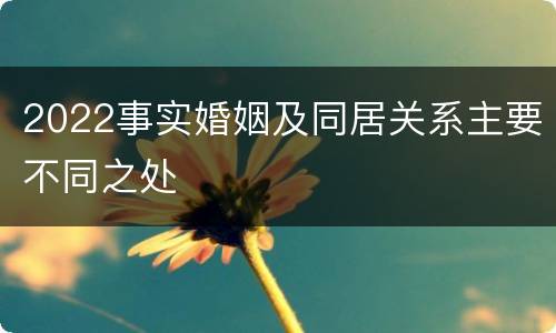 2022事实婚姻及同居关系主要不同之处