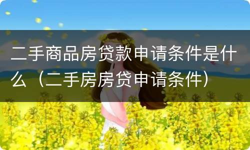 二手商品房贷款申请条件是什么（二手房房贷申请条件）