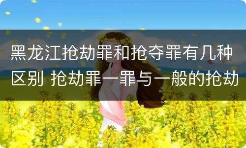 黑龙江抢劫罪和抢夺罪有几种区别 抢劫罪一罪与一般的抢劫罪区别